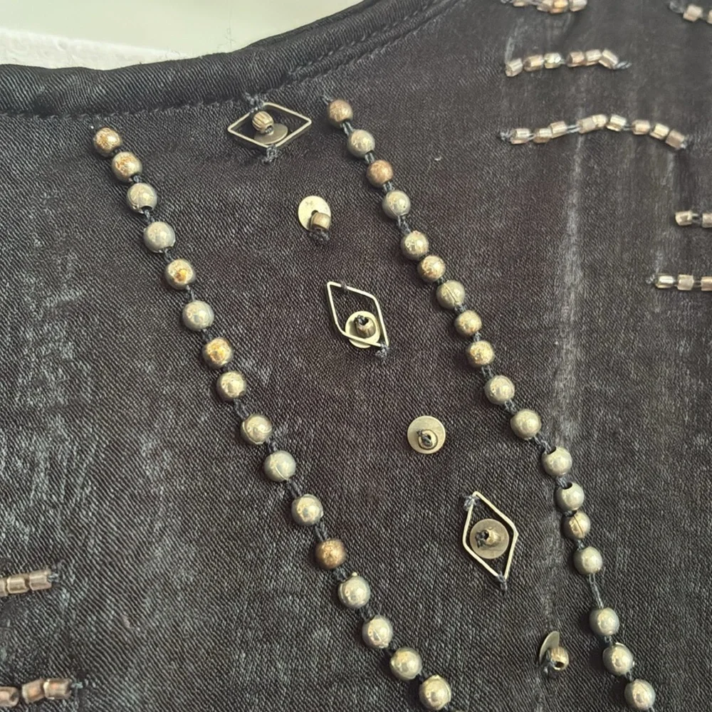 Free People Shine Like The Stars Beaded Mini Dress Size M - Picture 7 of 14